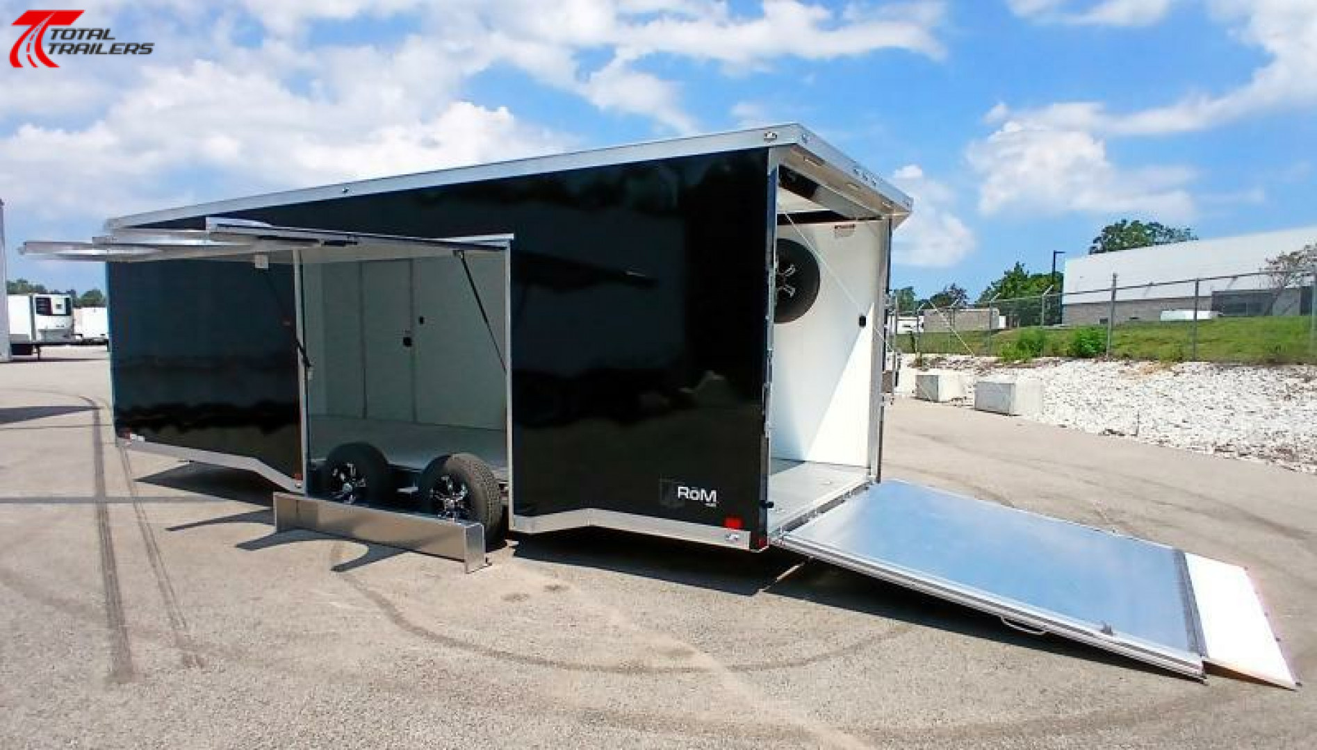 New ATC 8.5 x 24' Black Car Hauler Trailer, Aluminum Floor, Spare Tire, Escape Door