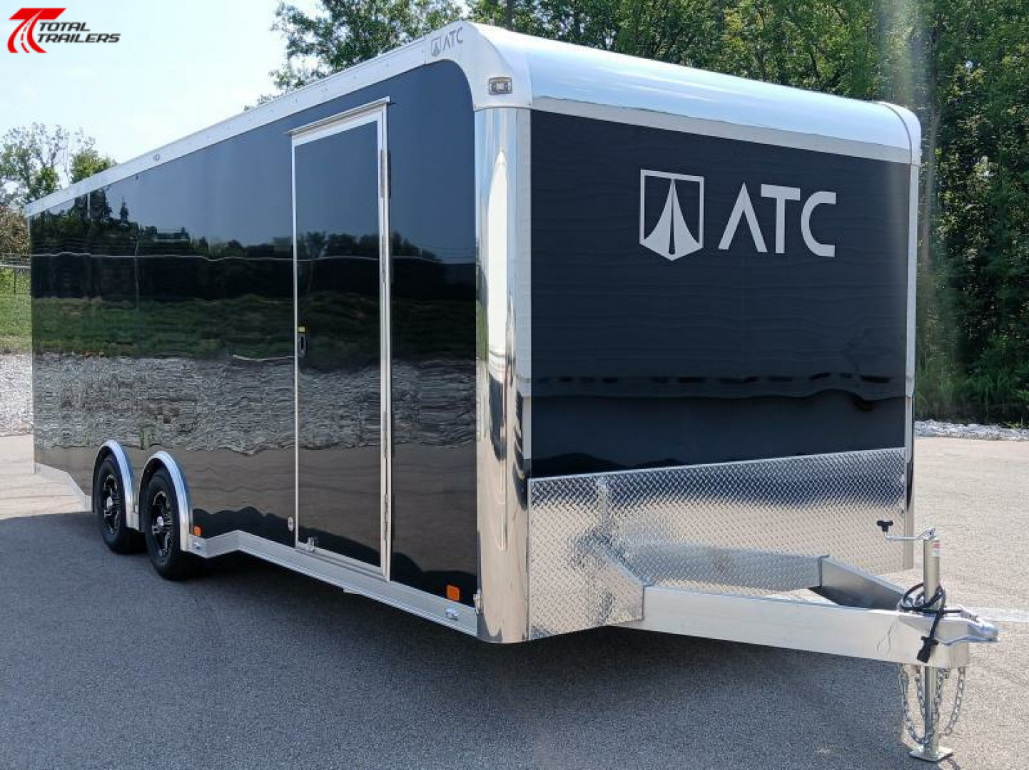 New ATC 8.5 x 24' Black Car Hauler Trailer, Aluminum Floor, Spare Tire, Escape Door