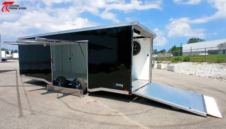 New ATC 8.5 x 24' Black Car Hauler Trailer, Aluminum Floor, Spare Tire, Escape Door
