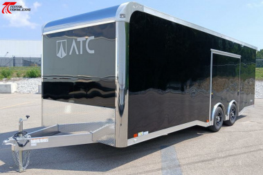 New ATC 8.5 x 24' Black Car Hauler Trailer, Aluminum Floor, Spare Tire, Escape Door