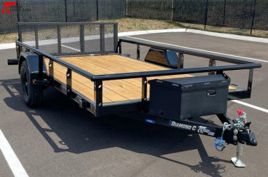 New Diamond C PSA 12' x 77" Premium Utility Trailer, Tool Box, Spare, Bi-Fold Gate