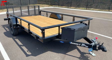 New Diamond C PSA 12' x 77" Premium Utility Trailer, Tool Box, Spare, Bi-Fold Gate
