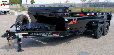 New Horizon Trailers HZ7-16' 15,260lb (GVWR) 14ply Tires, 24" Sides, Spare, Dump Trailer
