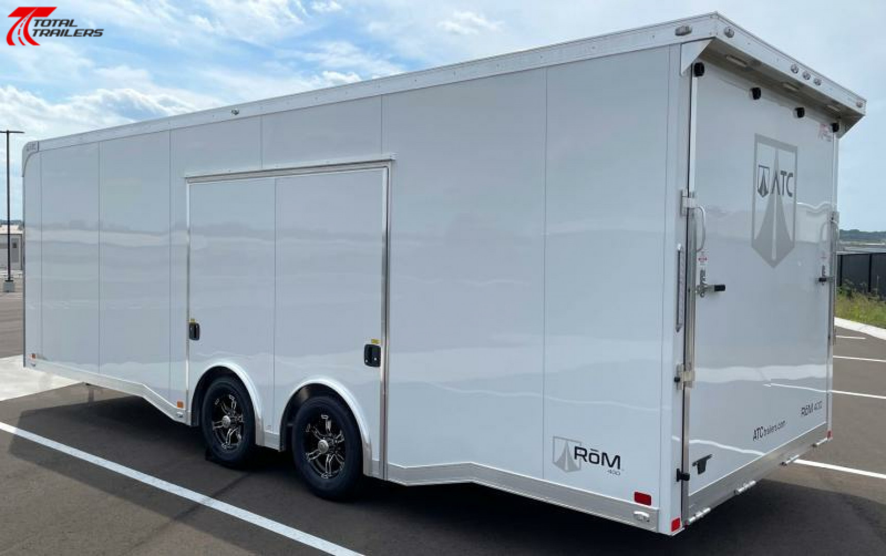 New CLEARANCE! ATC 8.5 x 24' White Car Hauler / Racing Trailer w/ Spare, Aluminum Interior, E-Track