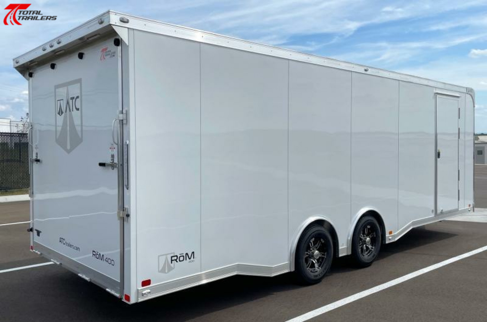 New CLEARANCE! ATC 8.5 x 24' White Car Hauler / Racing Trailer w/ Spare, Aluminum Interior, E-Track