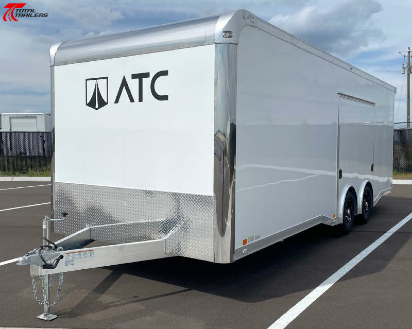 New CLEARANCE! ATC 8.5 x 24' White Car Hauler / Racing Trailer w/ Spare, Aluminum Interior, E-Track