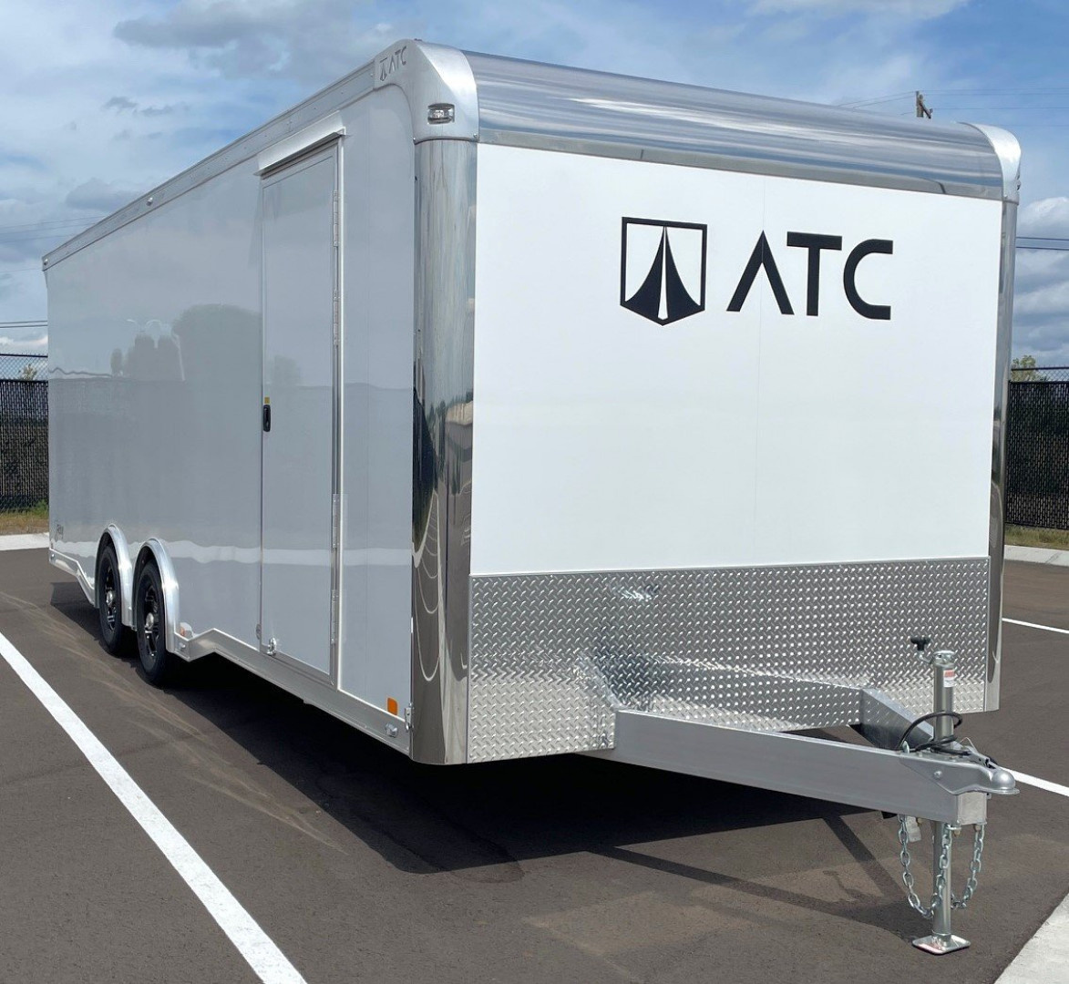New CLEARANCE! ATC 8.5 x 24' White Car Hauler / Racing Trailer w/ Spare, Aluminum Interior, E-Track