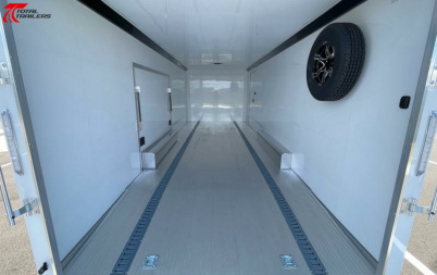 New CLEARANCE! ATC 8.5 x 24' White Car Hauler / Racing Trailer w/ Spare, Aluminum Interior, E-Track