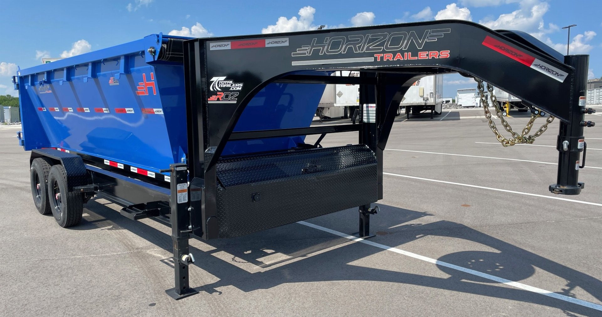 New Horizon 16' Gooseneck Roll Off Bin Dump Trailer 17,920LB w/ 3 Dumpster Bins