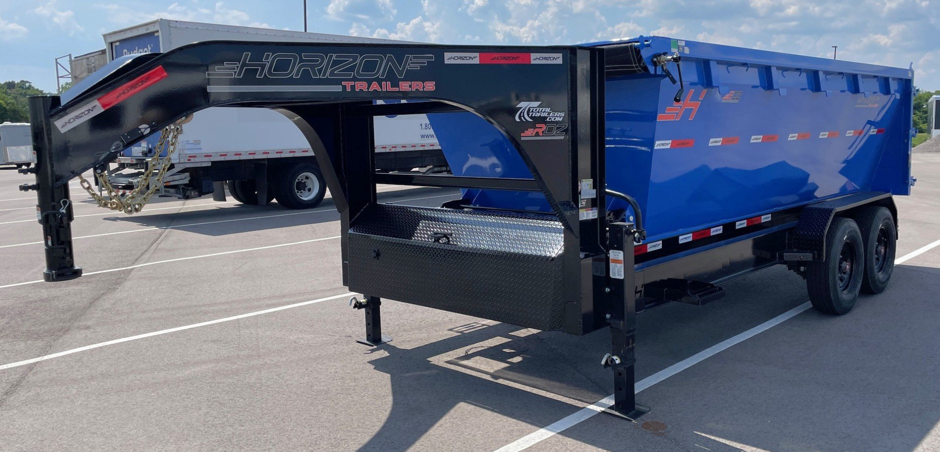 New Horizon 16' Gooseneck Roll Off Bin Dump Trailer 17,920LB w/ 3 Dumpster Bins