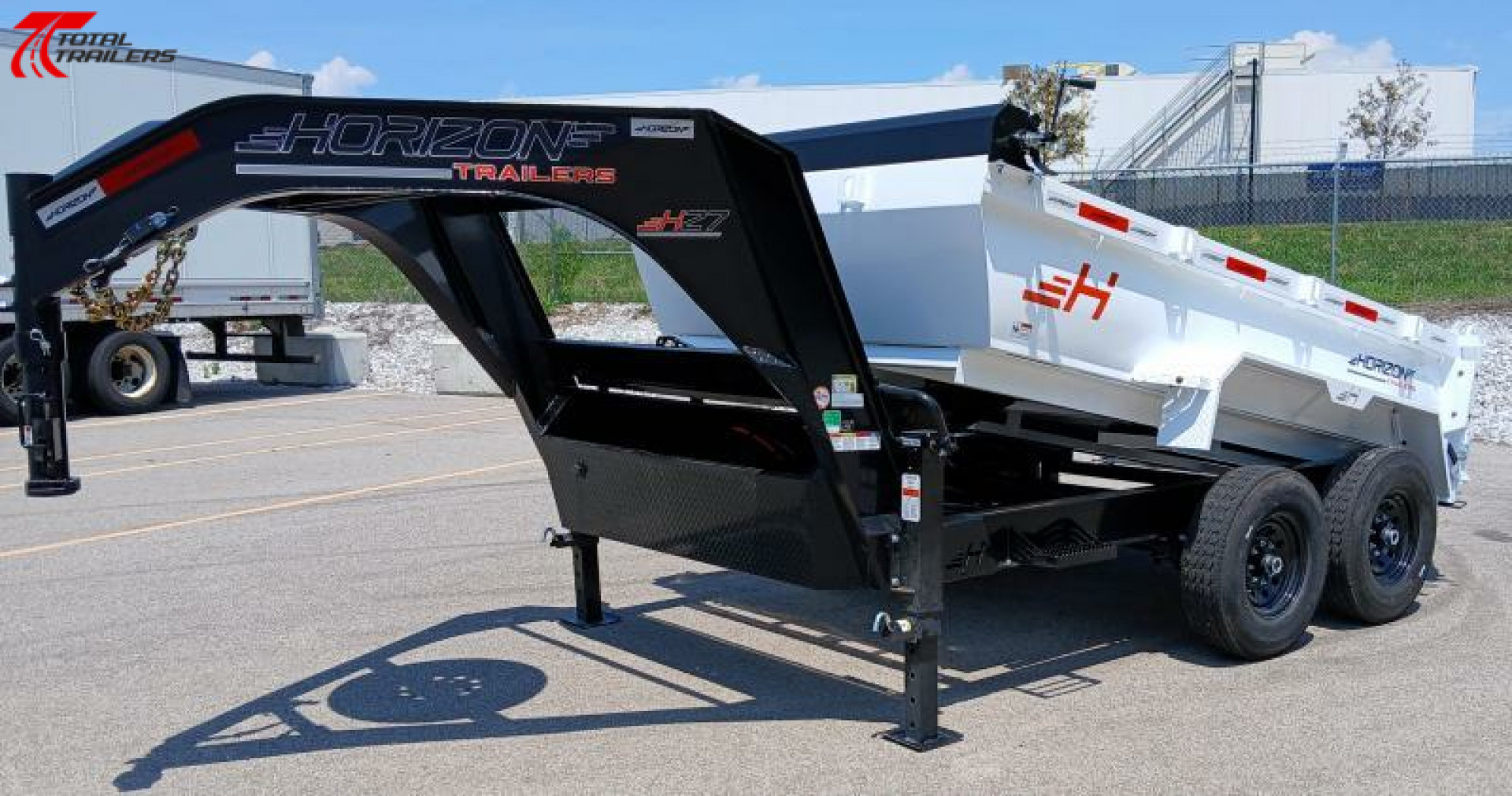 New Horizon Trailers 12' Gooseneck Dump Trailer 15,620LB, 14ply Tires, 24" Sides, Spare Tire