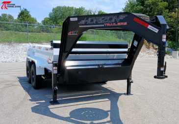 New Horizon Trailers 12' Gooseneck Dump Trailer 15,620LB, 14ply Tires, 24  Sides, Spare Tire
