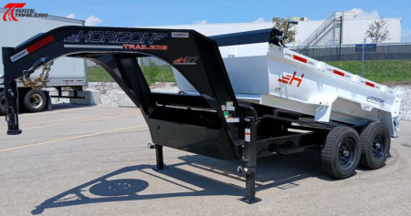 New Horizon Trailers 12' Gooseneck Dump Trailer 15,620LB, 14ply Tires, 24" Sides, Spare Tire