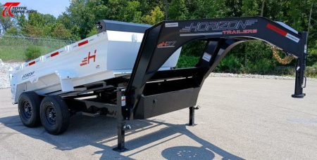 New Horizon Trailers 12' Gooseneck Dump Trailer 15,620LB, 14ply Tires, 24" Sides, Spare Tire