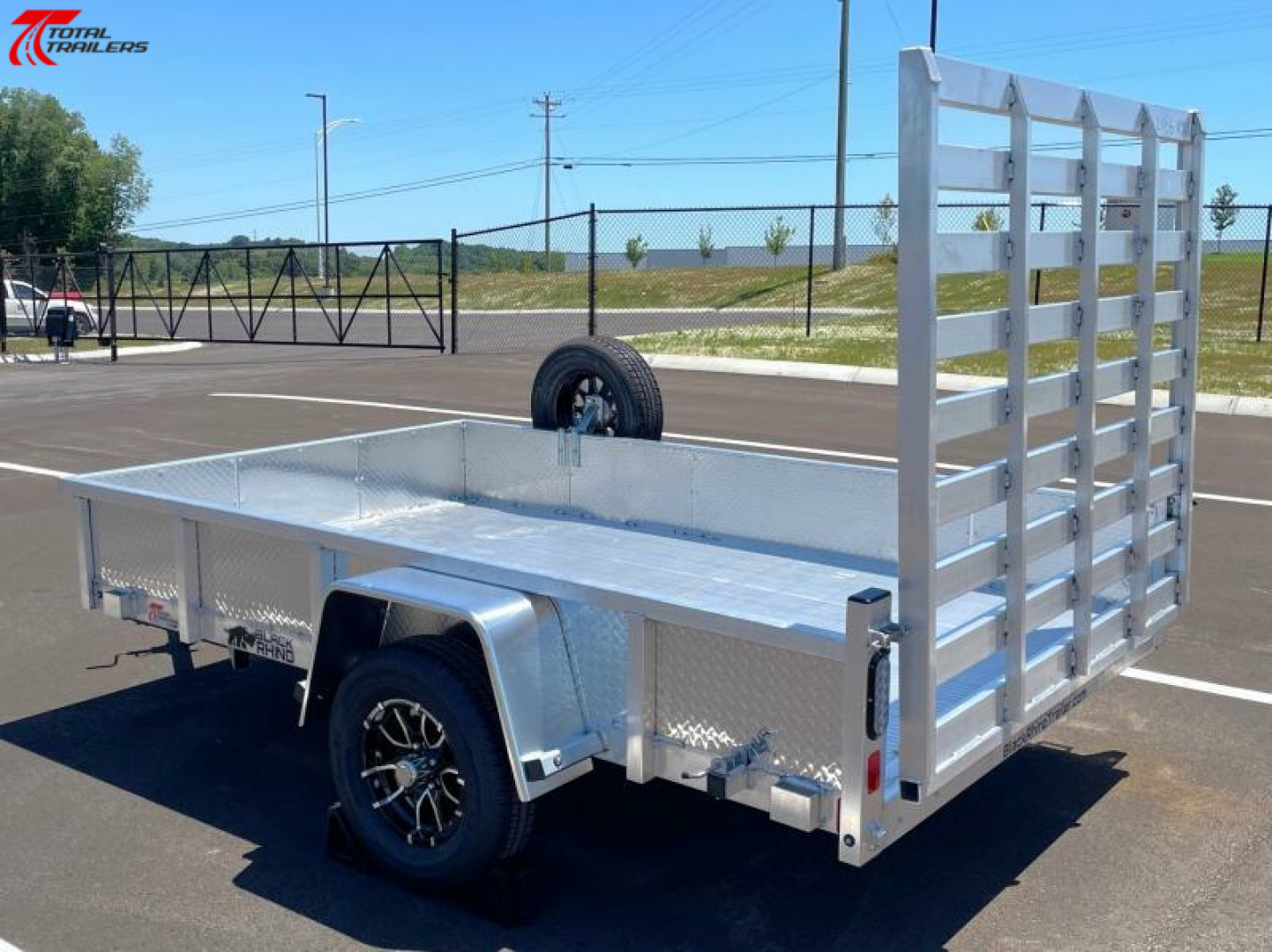 New Black Rhino 6 x 10 Aluminum Utility Trailer w/ Solid Sides, Spare Tire, Torsion Axle