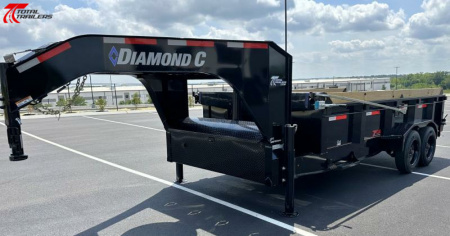 New Diamond C 16' Gooseneck Dump Trailer 18,000LB, Pacesetter, 7GA, Hydraulic Jack, 17.5" Tires