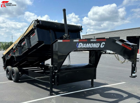 New Diamond C 16' Gooseneck Dump Trailer 18,000LB, Pacesetter, 7GA, Hydraulic Jack, 17.5" Tires