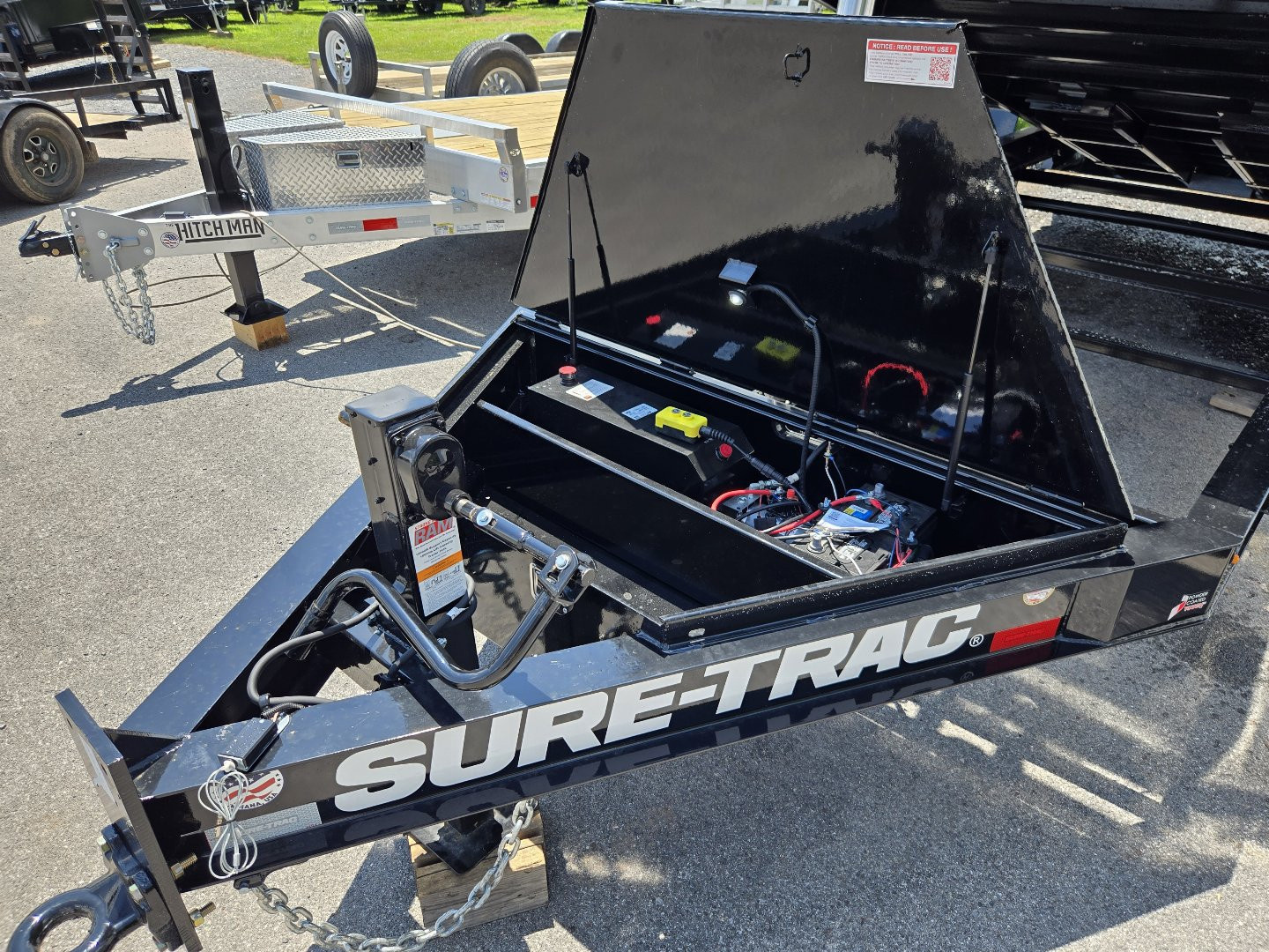 New 7 x 16 Sure-Trac *PRO SERIES* Telescopic Dump Trailer, 15.4k GVWR ** 7 ga. Floor, Ext. Tongue, Tarp, Stab. Jacks, Batt Charger, Pintle Ring