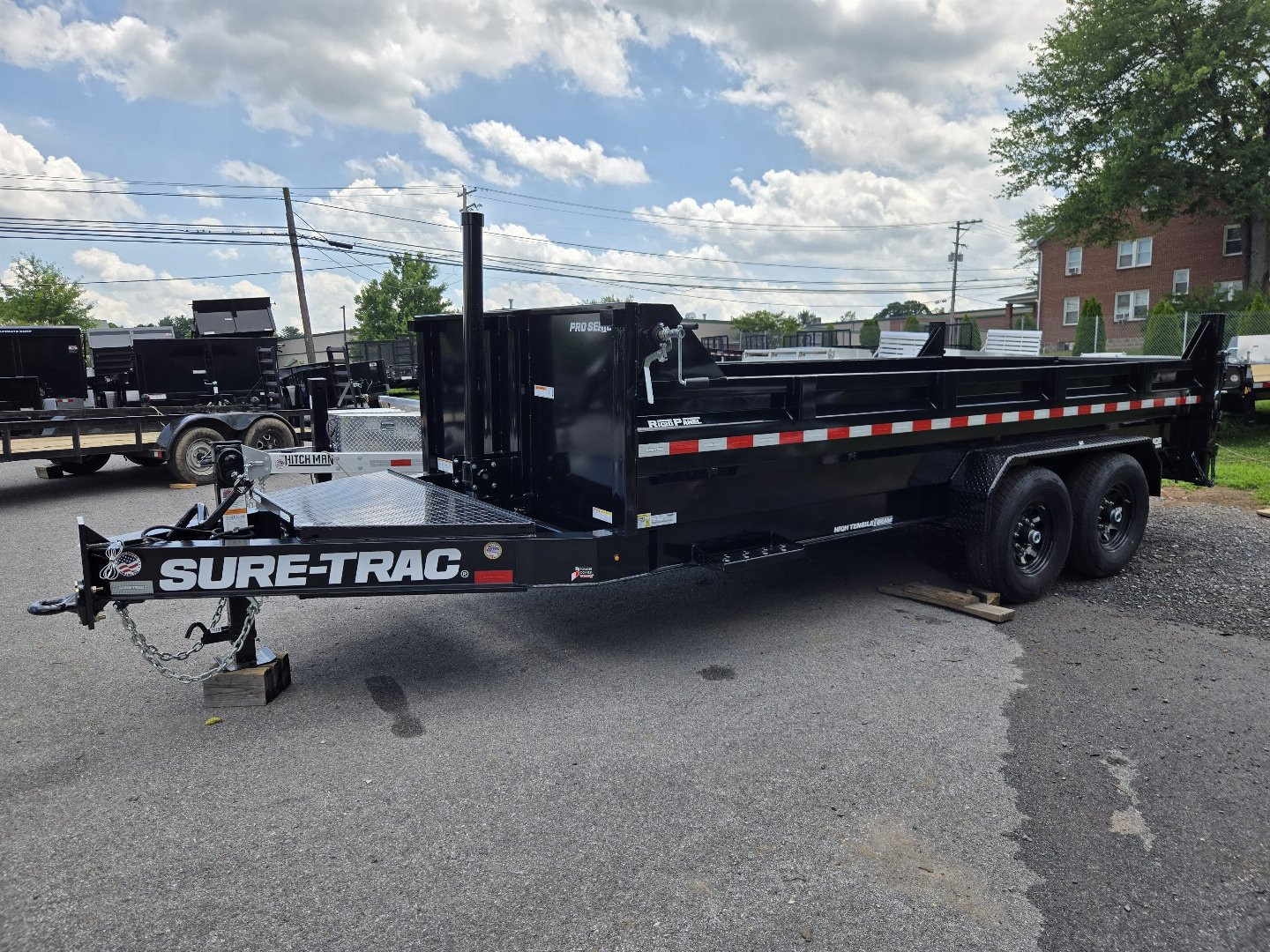 New 7 x 16 Sure-Trac *PRO SERIES* Telescopic Dump Trailer, 15.4k GVWR ** 7 ga. Floor, Ext. Tongue, Tarp, Stab. Jacks, Batt Charger, Pintle Ring