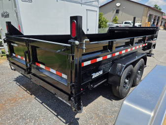 New 7 x 16 Sure-Trac *PRO SERIES* Telescopic Dump Trailer, 15.4k GVWR ** 7 ga. Floor, Ext. Tongue, Tarp, Stab. Jacks, Batt Charger, Pintle Ring