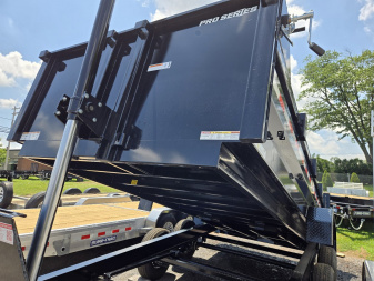 New 7 x 16 Sure-Trac *PRO SERIES* Telescopic Dump Trailer, 15.4k GVWR ** 7 ga. Floor, Ext. Tongue, Tarp, Stab. Jacks, Batt Charger, Pintle Ring