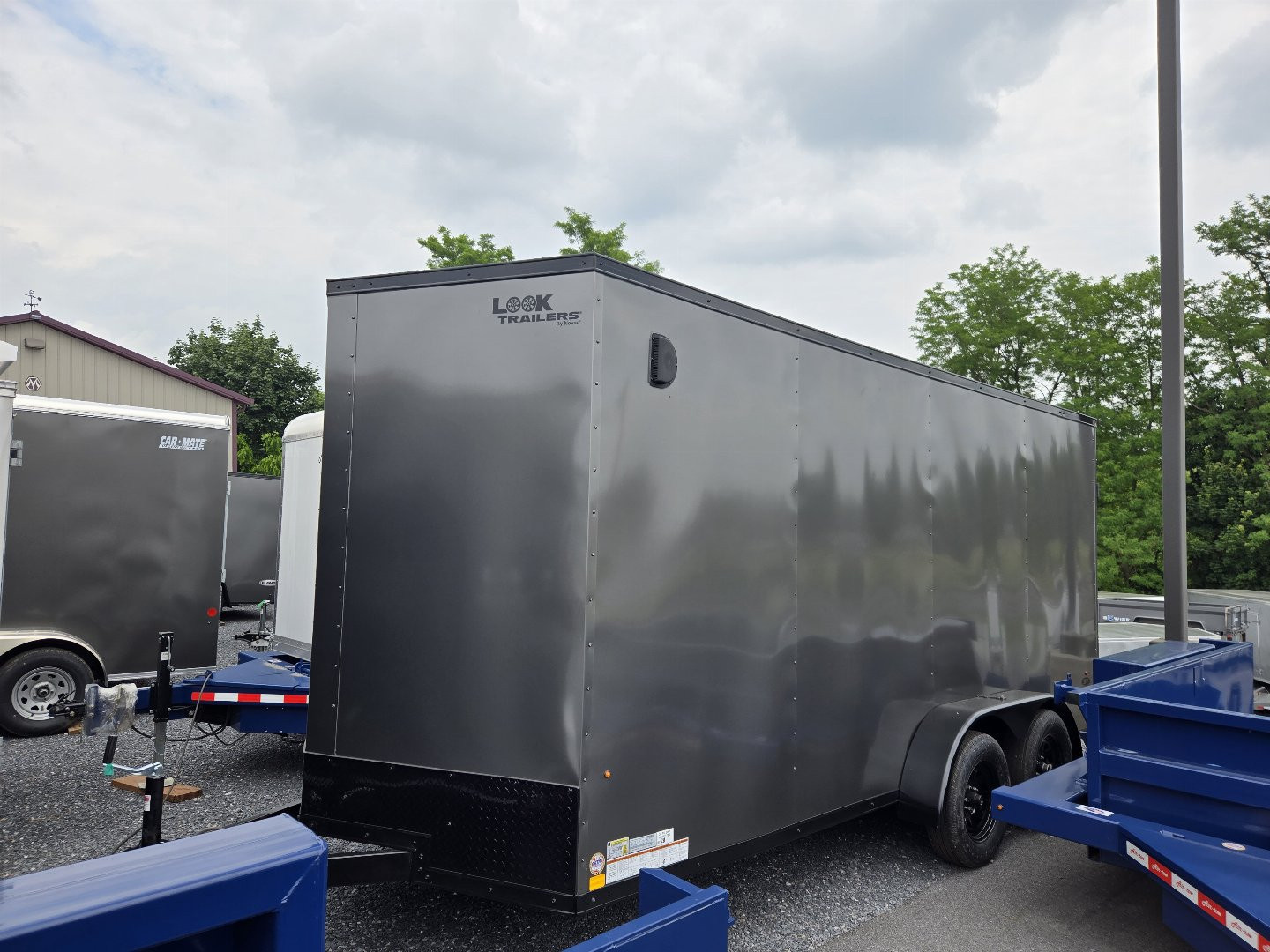New 7 x 16 Look ST DLX V-Nose Cargo Trailer, 7k GVWR ***Charcoal w/Black Out Pkg, 6" Extra Height, Ramp Door, Stab Jacks