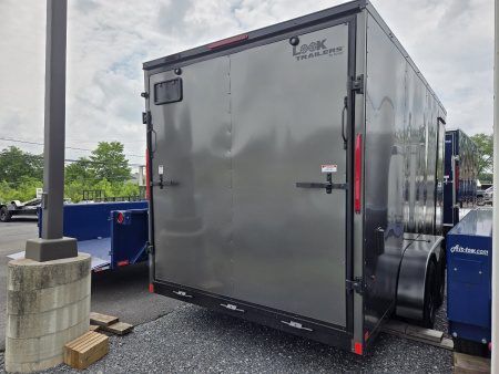 New 7 x 16 Look ST DLX V-Nose Cargo Trailer, 7k GVWR ***Charcoal w/Black Out Pkg, 6" Extra Height, Ramp Door, Stab Jacks