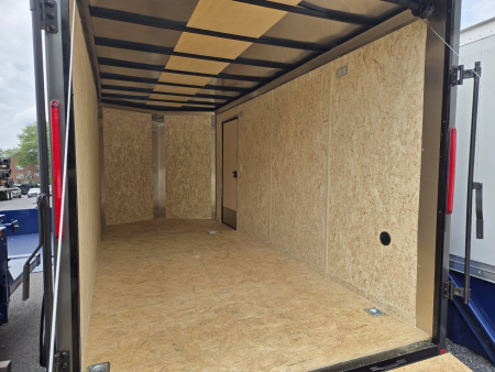 New 7 x 16 Look ST DLX V-Nose Cargo Trailer, 7k GVWR ***Charcoal w/Black Out Pkg, 6" Extra Height, Ramp Door, Stab Jacks