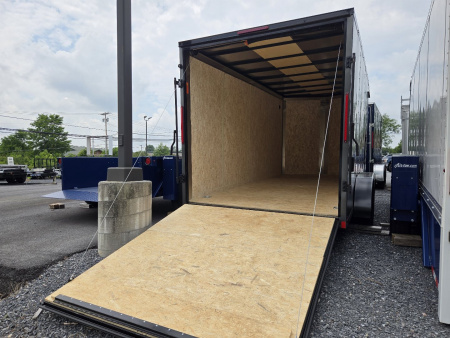 New 7 x 16 Look ST DLX V-Nose Cargo Trailer, 7k GVWR ***Charcoal w/Black Out Pkg, 6" Extra Height, Ramp Door, Stab Jacks