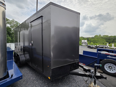 New 7 x 16 Look ST DLX V-Nose Cargo Trailer, 7k GVWR ***Charcoal w/Black Out Pkg, 6" Extra Height, Ramp Door, Stab Jacks