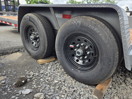 New 7 x 18 B-Wise EH18-12 Low Profile Implement Equipment Trailer, 12K GVWR **Hammertone Gray w/Adj. Coupler, 5' Spring Assist Ramps