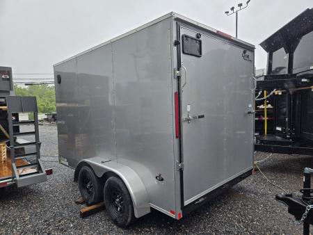 New 7 x 12 Look ST DLX V-Nose Cargo Trailer, 7k GVWR ***Silver w/Ramp Door, (4)D-Rings, 16" OC Walls