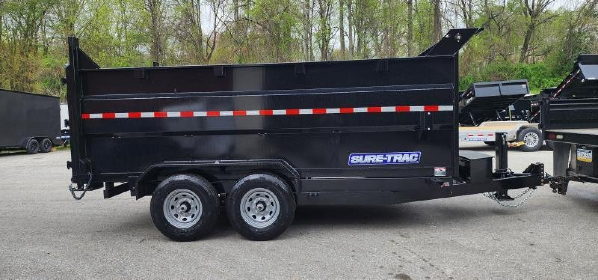 New 7 x 14 Sure-Trac HD Telescopic 4ft High Sides Dump Trailer 14k w/ Hydraulic Jack