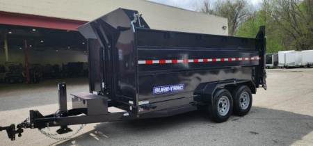 New 7 x 14 Sure-Trac HD Telescopic 4ft High Sides Dump Trailer 14k w/ Hydraulic Jack