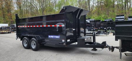 New 7 x 14 Sure-Trac HD Telescopic 4ft High Sides Dump Trailer 14k w/ Hydraulic Jack