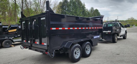 New 7 x 14 Sure-Trac HD Telescopic 4ft High Sides Dump Trailer 14k w/ Hydraulic Jack