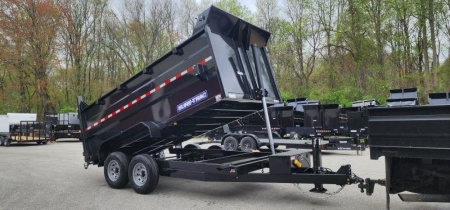 New 7 x 14 Sure-Trac HD Telescopic 4ft High Sides Dump Trailer 14k w/ Hydraulic Jack
