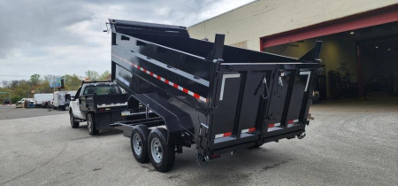 New 7 x 14 Sure-Trac HD Telescopic 4ft High Sides Dump Trailer 14k w/ Hydraulic Jack