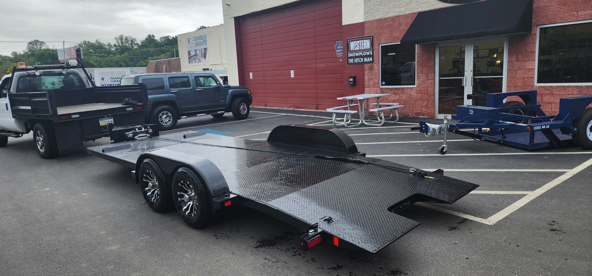 New 7 x 20 BWISE Hydraulic Tilt Bed Car Hauler Car / Racing Trailer 10k ***WINCH PACKAGE