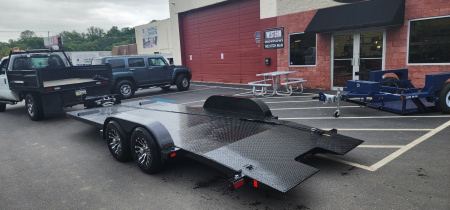 New 7 x 20 BWISE Hydraulic Tilt Equipment /Car Hauler Trailer 10k ***WINCH PACKAGE