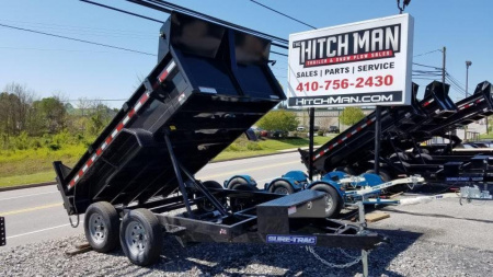 New 6 x 10 Sure Trac Low Profile Single Ram Dump, 7K GVWR  ***Ramps Underneath, Dual Acting Tailgate, Power Up/Down Hyd.