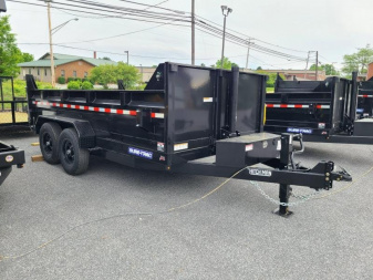 New 7 x 12 Sure-Trac HD Telescopic Dump Trailer, 14K GVWR ***w/Ramps, Combo Gate, Tarp Kit & Battery Charger