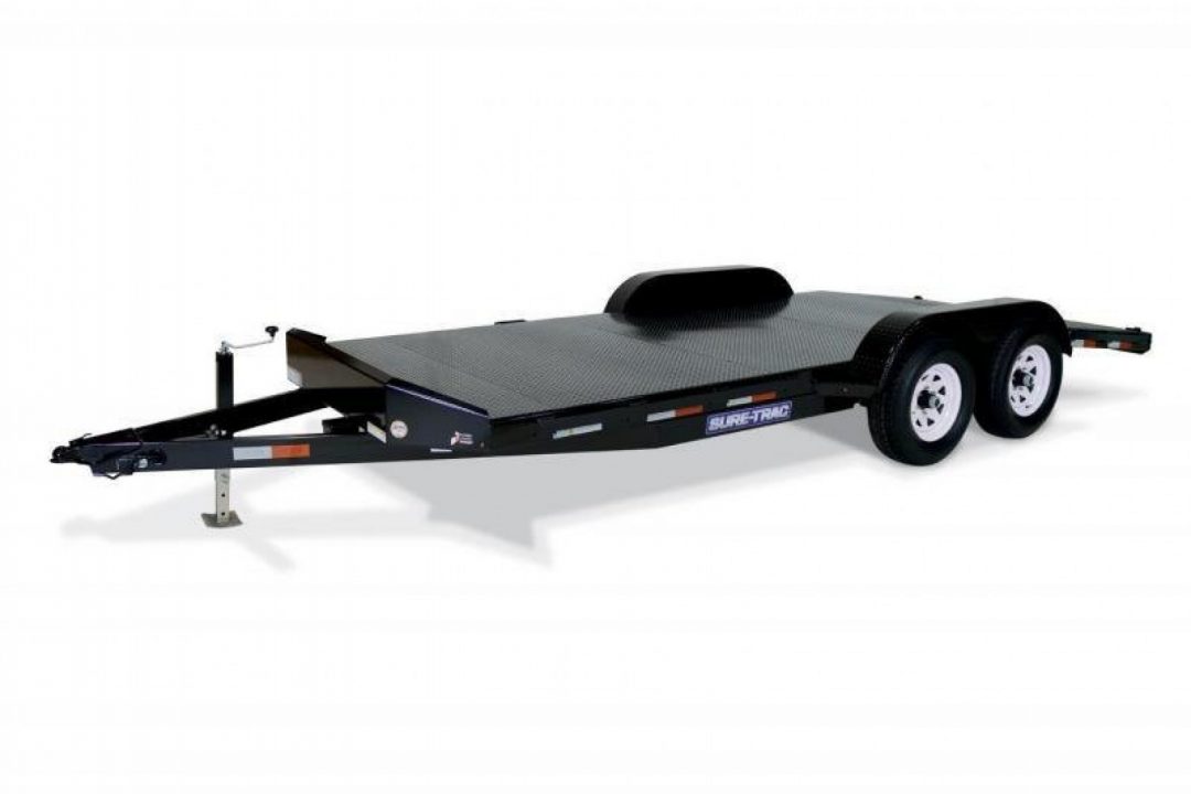 New 7 x 20 Sure Trac Steel Deck Car Hauler, 10k GVWR **w/ DS Removable Fender & Alum Wheels
