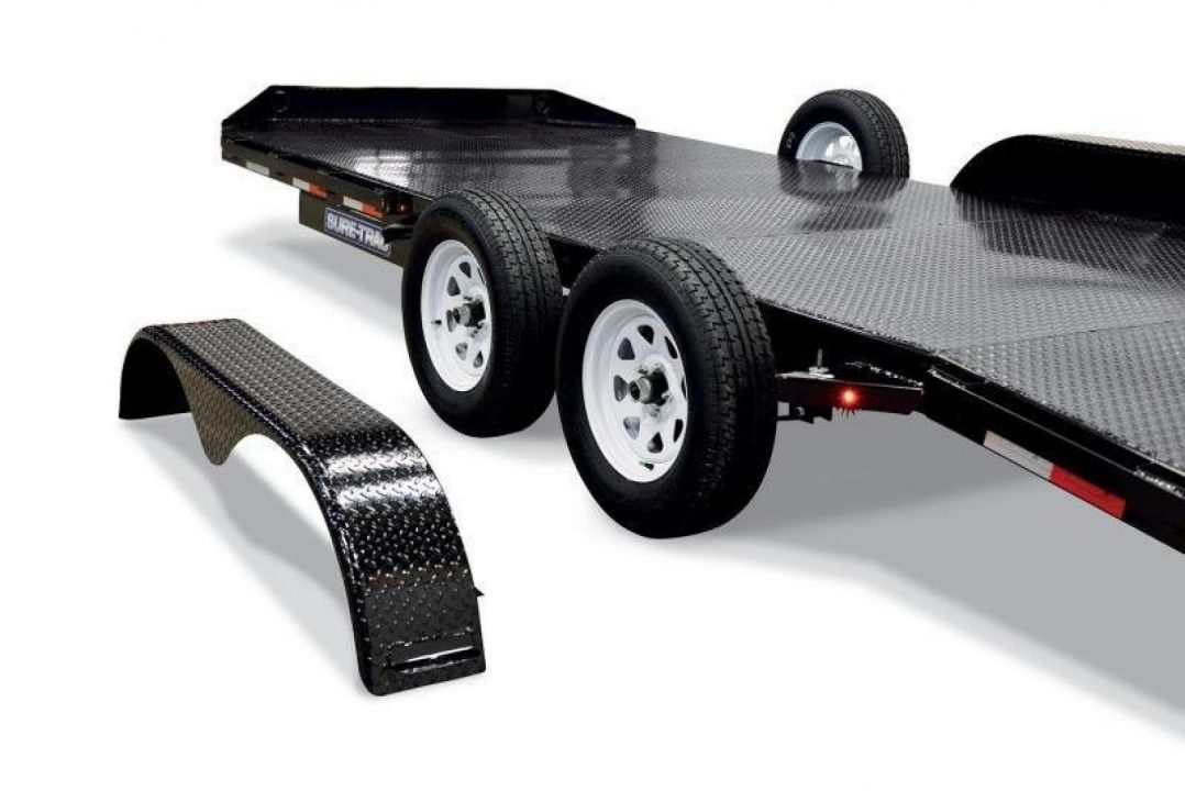 New 7 x 20 Sure Trac Steel Deck Car Hauler, 10k GVWR **w/ DS Removable Fender & Alum Wheels
