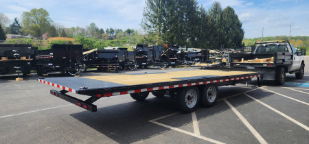 New 8.5 x 22 Sure-Trac HD Power-Tilt Flat Deck Deckover Equipment Trailer 17.6k ***Hydraulic Jack
