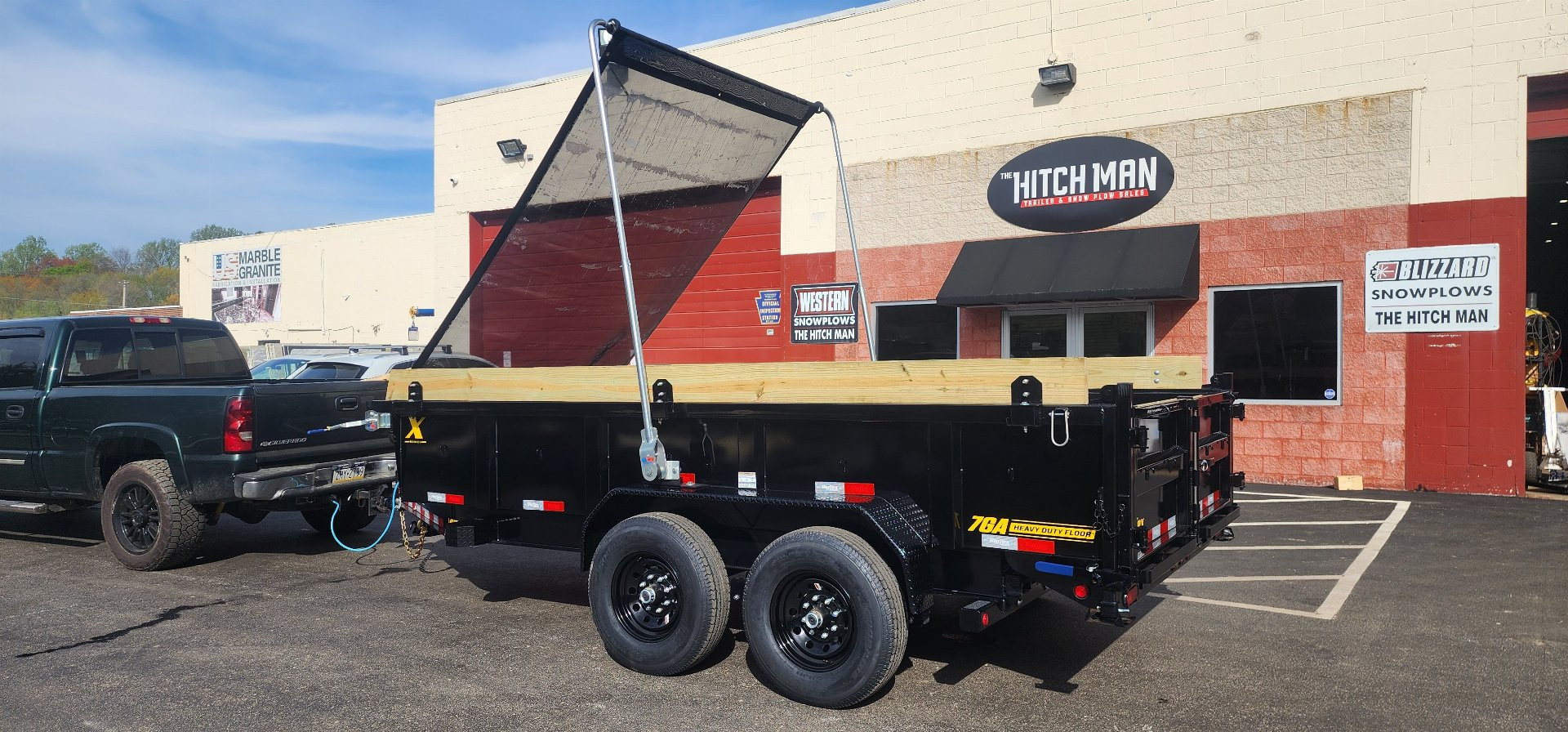 New 7 x 14 Big Tex Low Pro 14XD Scissor Dump Trailer 15.4k **Wood Sides/ 7 Gauge Floor