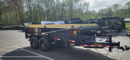 New 7 x 14 Big Tex Low Pro 14XD Scissor Dump Trailer 15.4k **Wood Sides/ 7 Gauge Floor