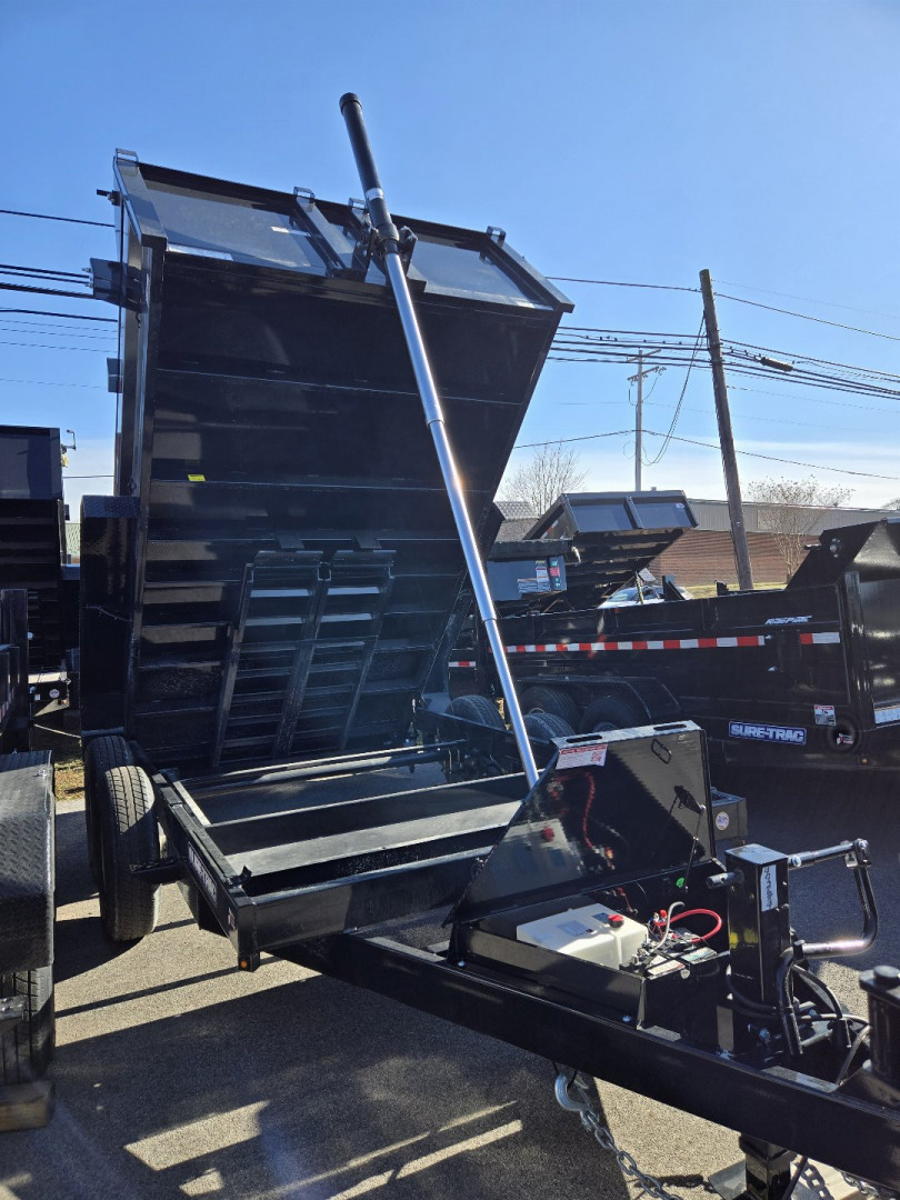 New 7 x 12 Sure-Trac HD Telescopic Dump Trailer, 12K GVWR ***w/Ramps, Combo Gate, Tarp Kit & Battery Charger