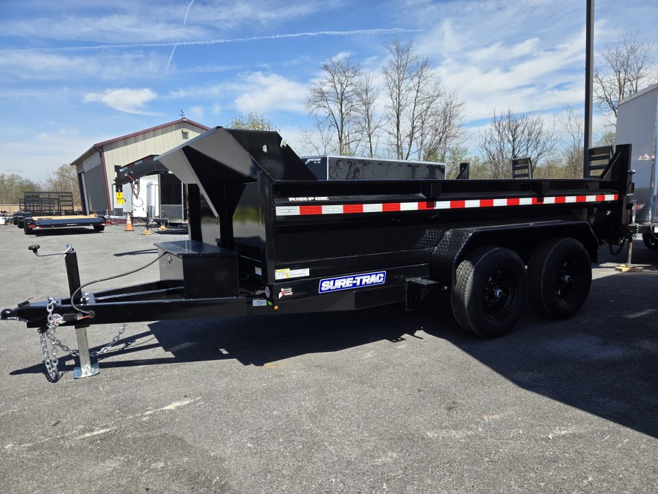 New 6 x 12 Sure Trac SD Low Profile Dump Trailer, 10k GVWR ***w/Ramps & Dual Acting Gate