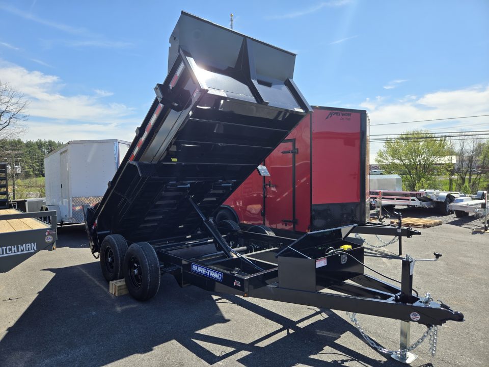 New 6 x 12 Sure Trac SD Low Profile Dump Trailer, 10k GVWR ***w/Ramps & Dual Acting Gate
